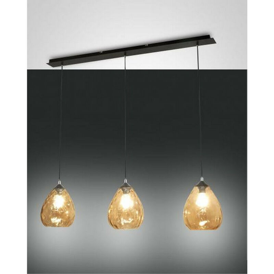 Fabas Luce Gisella Straight Bar Pendant Ceiling Light Amber Glass, E27