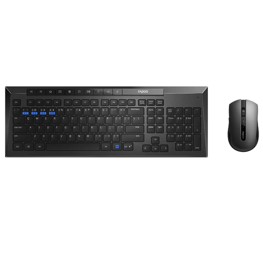 Rapoo 8200M Multi-mode Wireless Desktop Keyboard & Mouse Combo Set - Black