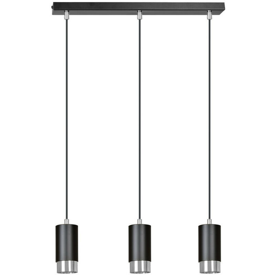 Emibig Lighting - Emibig Fumiko Black/Chrome Bar Pendant Ceiling Light 3x GU10