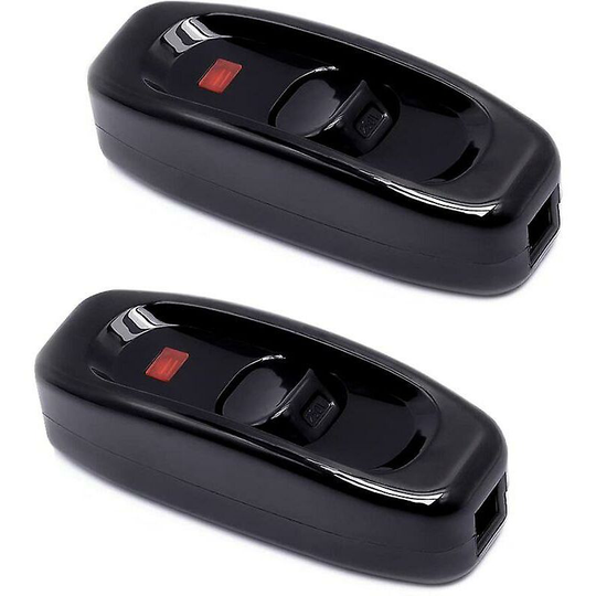 Aougo - Lamp Switch,2 Pcs Black Inline Lamp Switch 250V 10A Intermediate Switch with Led Indicator Light In-Line Cord Switch for Bedside Lamp Table
