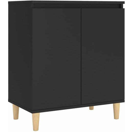 Sideboard with Solid Wood Legs Black 60x35x70 cm Engineered Wood Vidaxl Black