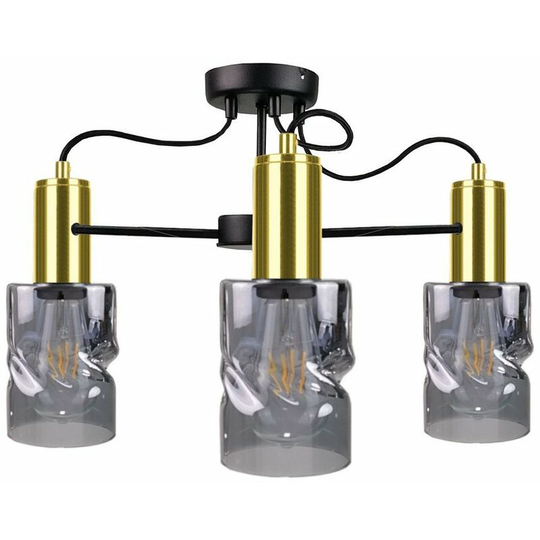 Keter Inger Multi Arm Semi Flush Ceiling Light Black, Gold, 60cm, 3x E27