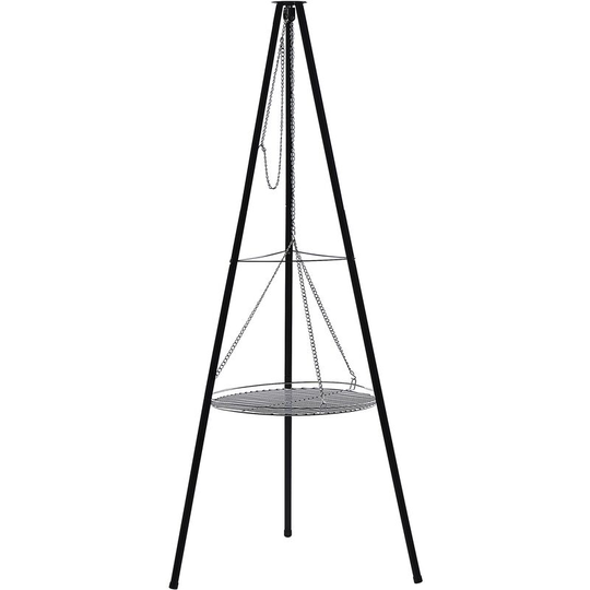 Garden Hanging Tripod bbq Grill Steel Grate Silver Classic Design Black Gelai - Black