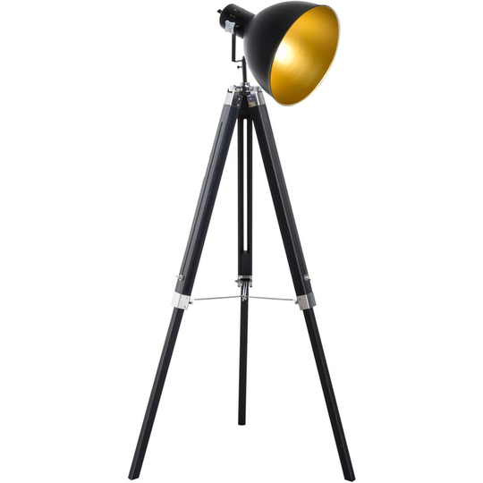 Stand Floor Lamp Tripod Light Livingroom Studio Dome Shade Retro Style - Gold tone/effect - Homcom