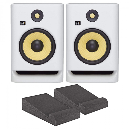 KRK ROKIT RP8 G4 Studio Monitors Pair with Isolation Pads White