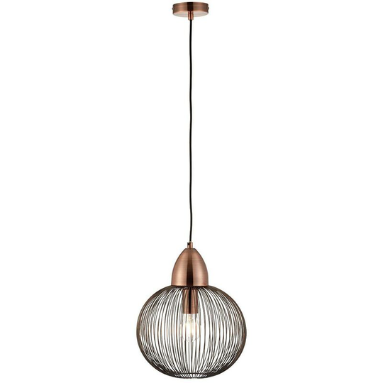 Endon Nicola - 1 Light Ceiling Wire Pendant Antique Copper, E27