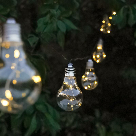 Firefly Outdoor led Festoon Bulb Fairy Lights 3.9m Solar Power | Garden Party Summer Decoration - Warm White