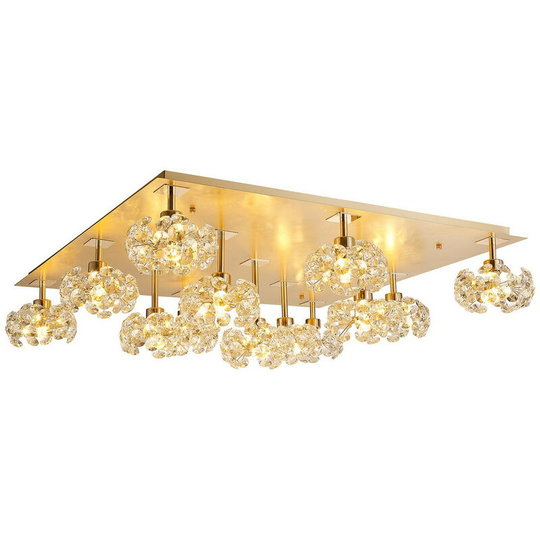 Luminosa Salisbury Square 13 Light G9 Flush Light With French Gold Square And Crystal Shade