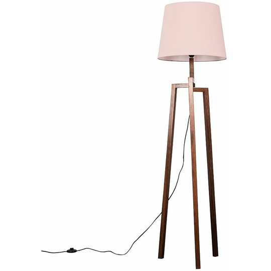 Floor Lamp Augustus Dark Wood Tripod Floor Lamp with Aspen Shade - Pink