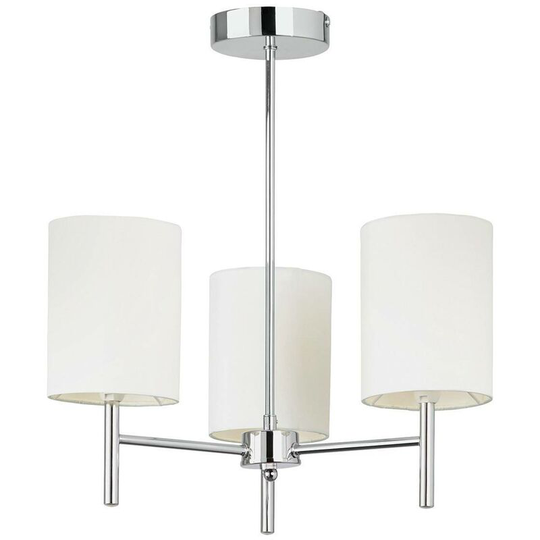 Endon Brio - 3 Light Semi Flush Multi Arm Ceiling Light Chrome, Off White Silk Effect, E14