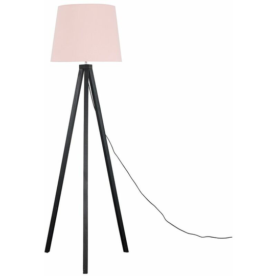 Black Wooden Tripod Floor Lamp with Fabric Lampshade