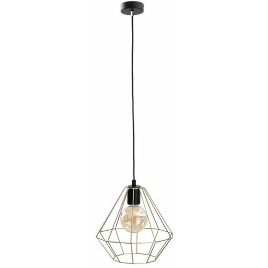 Keter Faro Wire Frame Pendant Ceiling Light Gold, Black, 29cm, 1x E27