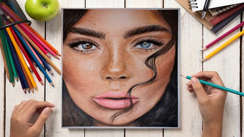 Portrait Drawing- Drawing a Beauty Girl with colored pencils