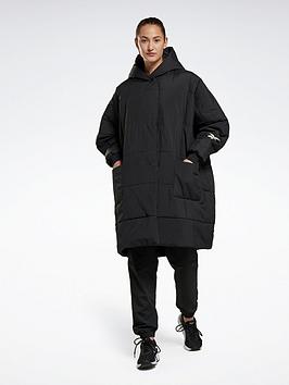 Reebok Studio Padded Long Jacket - Black, Black, Women