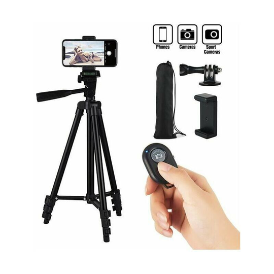Smartphone Tripod, Iphone Tripod 42 Inch 106Cm Lightweight Aluminum, Smartphone Camera Tripod (Black)