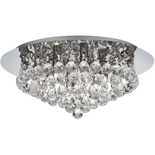 Searchlight Hanna - 6 Light Semi Flush Ceiling Light Chrome with Crystals, G9
