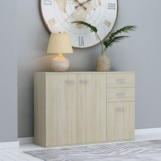 Sideboard Sonoma Oak 105x30x75 cm Chipboard - Beige