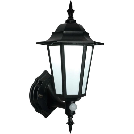 Endon Directory Lighting - Endon Evesham Pir - pir 1 Light Outdoor Wall Lantern Frosted Polycarbonate, Matt Black Textured IP44, E27