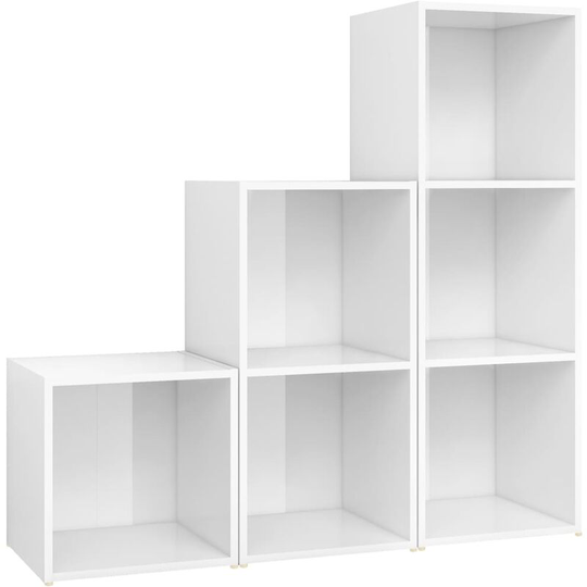 3 Piece tv Cabinet Set High Gloss White Engineered Wood Vidaxl White