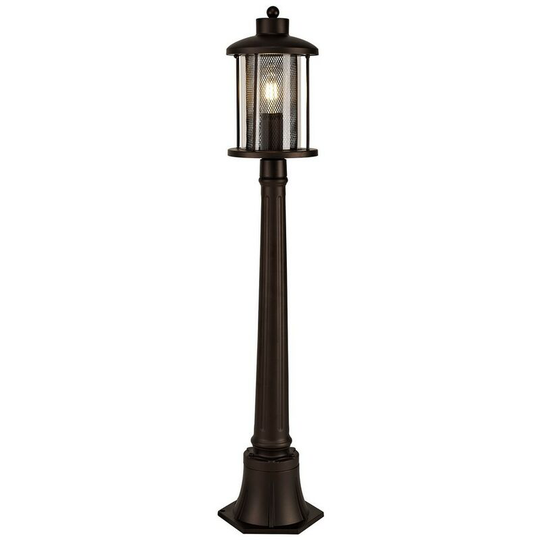 Single Headed Post Lamp, 1 x E27, Antique Bronze, Clear Glass, IP54 - Luminosa Lighting
