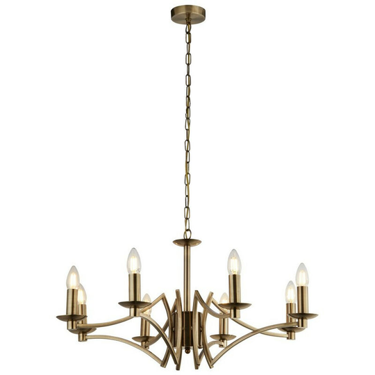 Searchlight Lighting - Searchlight Ascot 8 Light Pendant Antique Brass