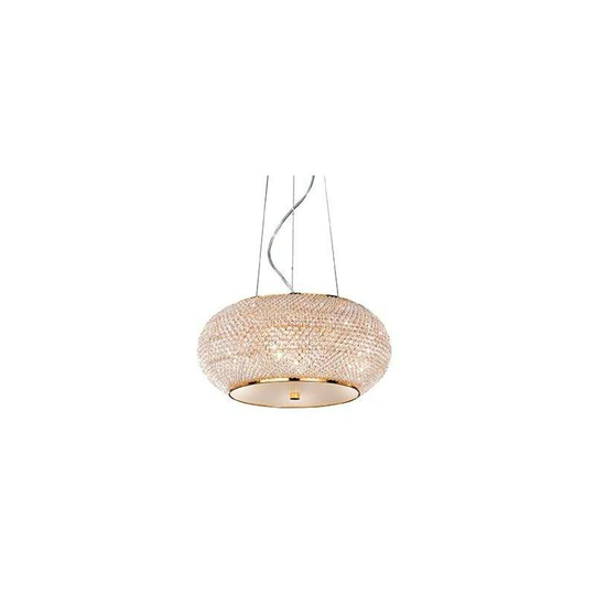 Ideal Lux Pasha' - 6 Light Ceiling Pendant Gold with Crystals, E14