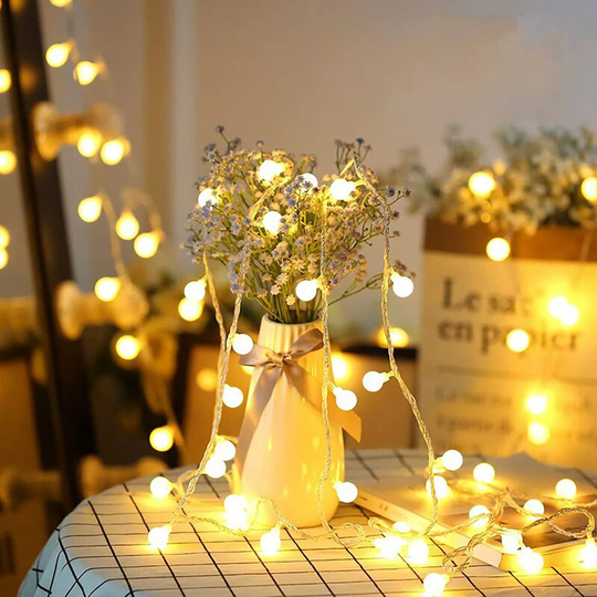 Aougo - Globe Fairy Lights, 19.6ft/6m 40 led Ball Fairy Lights Battery Operated, Warm White, Indoor Outdoor Decoration for Home Garden, Party,