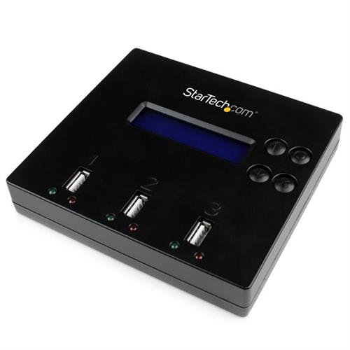 StarTech.com Standalone 1 to 2 USB Thumb Drive Duplicator and Eraser Multiple USB Flash Drive Copier System and File and Whole-Drive Copy at 1.5 GB/min Single and 3-Pass Erase LCD Display
