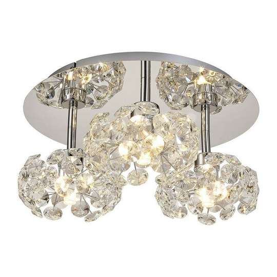 Luminosa Salisbury Round 3 Light G9 35cm Flush Light With Polished Chrome And Crystal Shade
