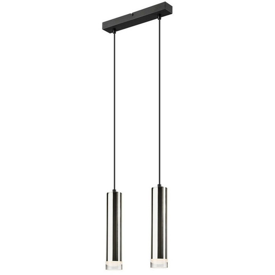 Lamkur Lighting - Diego Bar Pendant Ceiling Light Chrome, 2x E27