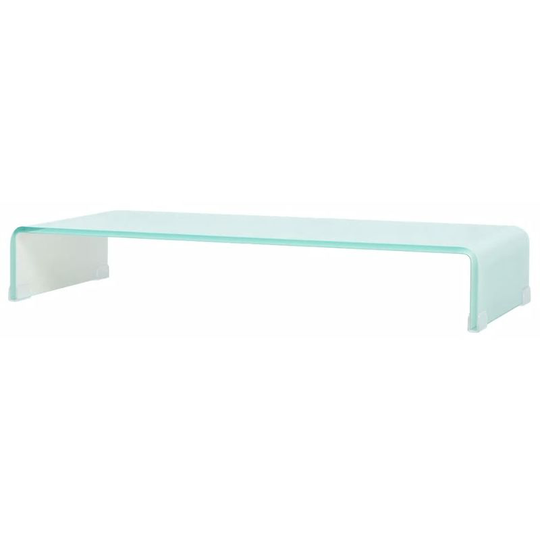 Hommoo - tv Stand/Monitor Riser Glass White 90x30x13 cm