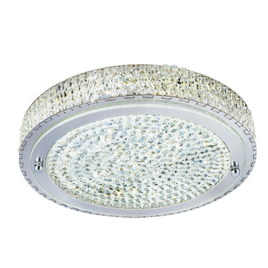 Searchlight Flush - led 1 Light Large Flush Ceiling Light Chrome, Crystal