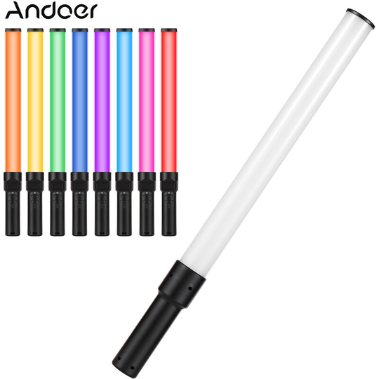 Andoer - D2 Handheld rgb Light Tube led Video Light Wand 2500K/5500K/8500K Dimmable 7 Colorful Light Effects Built-in Battery, Black - Black