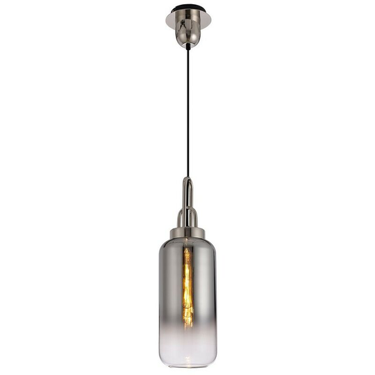 Luminosa Lighting - 1 Light Ceiling Pendant E27 With 30cm Cylinder Glass, Polished Nickel, Matt Black, Smoked, Clear