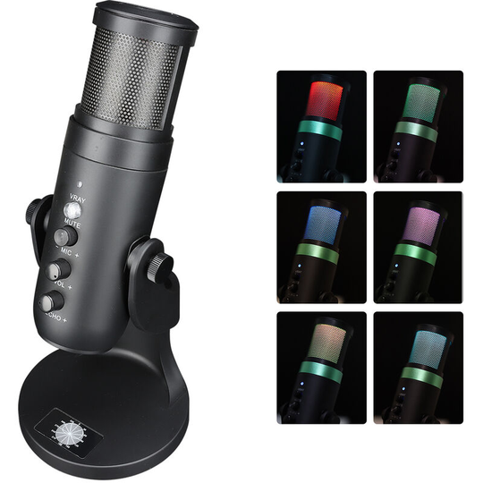 Asupermall - usb Microphone Computer pc Mic Heart-shape directional Condenser Conferencer with Stand Plug and Play Dynamic rgb Lighting Compatible