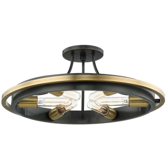 Chambers 6 Light Flush Mount Aged Brass, Glass