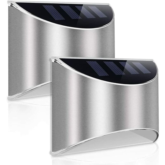 Aougo - Powerful Outdoor Solar Light Stainless Steel Wall Sconce with Waterproof Led Light Post Lamp Wireless Outdoor Security Lights for Garden