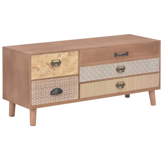 Tv Cabinet with 5 Drawers 90x30x40 cm Solid Pinewood Vidaxl Brown