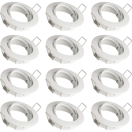 12x adjustable downlight incl. GU10 lampholder - Mounting hole ø75mm Frame Ø83x21mm, Recessed ceiling light White