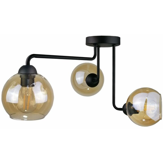 Keter Monde Multi Arm Semi Flush Ceiling Light Black, 50cm, 3x E27