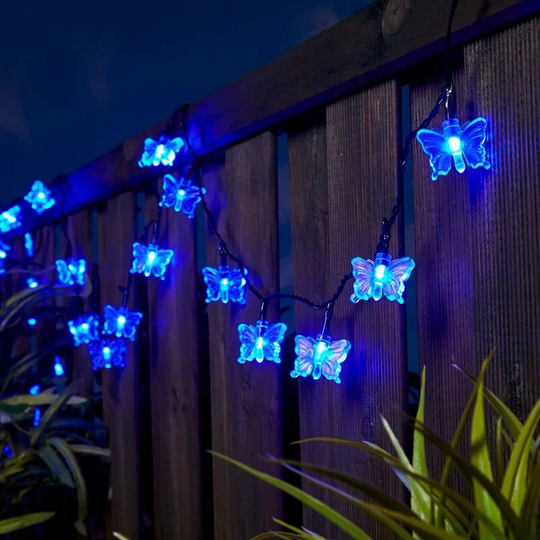 5m Solar Power Novelty Butterfly led Fairy Lights | Outdoor Garden Decoration - Blue