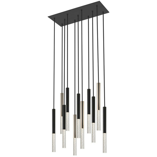 Zumaline Lighting - Zumaline One Integrated led Cluster Pendant Ceiling Light, Matt Black, French Gold, 11 Light, 4050lm, 3000K