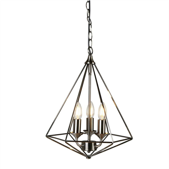 Searchlight Cube - 3 Light Ceiling Pendant Antique Silver, E14