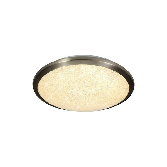 Luminosa Lighting - Flush Ceiling, 30cm 1 x 12W LED, 3000K, 750lm, IP44, Satin Nickel, Crystaline