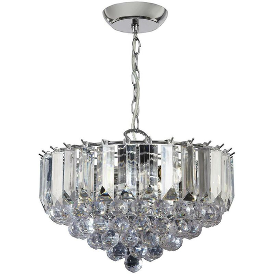 Endon Fargo - 3 Light Ceiling Pendant Chrome, Clear Acrylic, E14