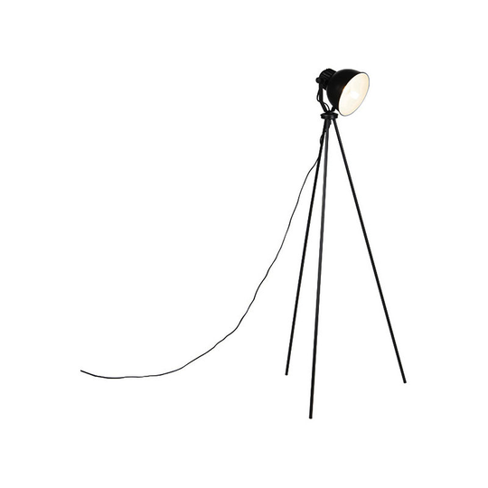 Qazqa - Industrial Floor Lamp Tripod Black - Frodo - Black