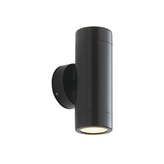Odyssey - Outdoor Wall Lamp IP65 7W Satin Black Paint & Clear Glass 2 Light Dimmable IP65 - GU10 - Saxby Lighting