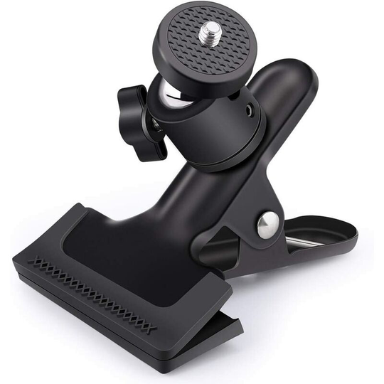 Multi-Function Spring Clamp 1/4 Screw Ball Head, Spring Clamp Mount Clip Holder for Photo Studio Flash Metal Black with Ball Head Ball Head