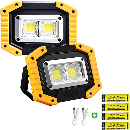 Aougo - 2 Pack Portable led Work Light, usb Rechargeable Spotlight, Outdoor Waterproof Spotlight for Car Repair, Camping, Travel, Fishing and