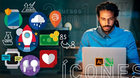 CONES - FLAT ICON e UX ICON p DESIGN - 2 cursos em 1- icone